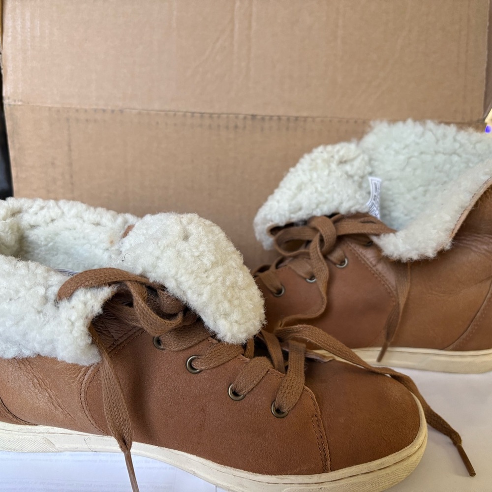 Brown Shearling-Lined Sneakers